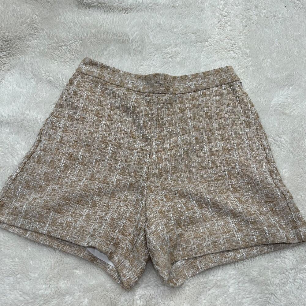NWT Ann Taylor Tweed Biege HR Shorts Sz 4 Preppy Country Club Resort Summer Fun